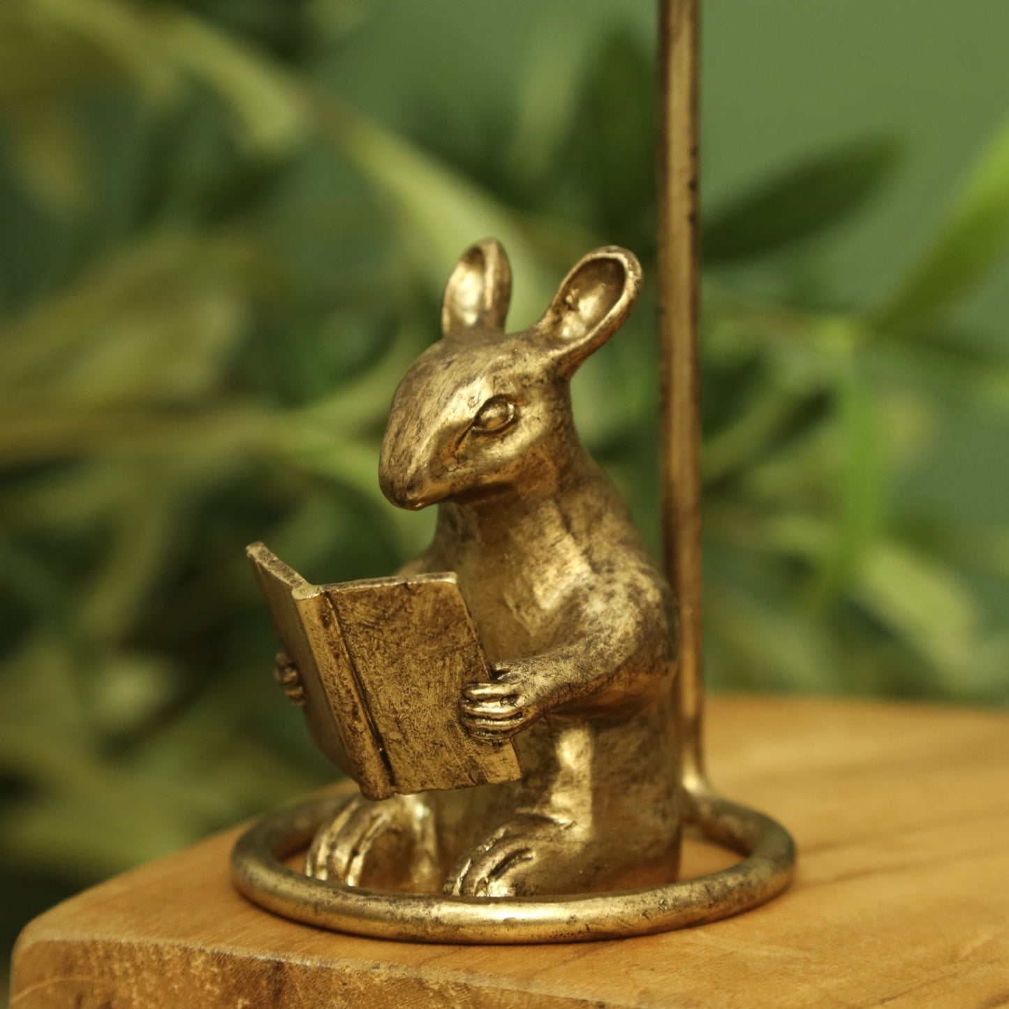 Metal Mouse Candle Holder Antique Gold Reading Mice Dinner Candlestick Ornament
