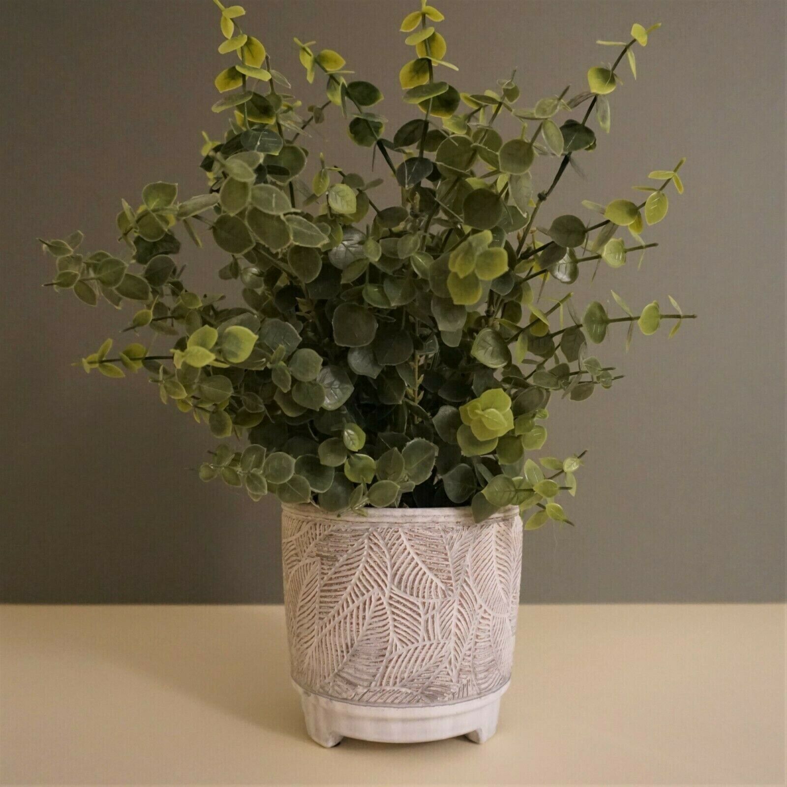 14cm Natural Leaves Ceramic Indoor Plant Pot Holder Herb Cover Planter On Feet