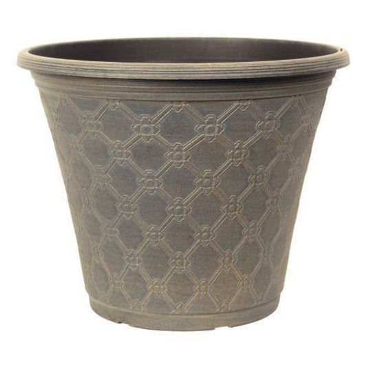 Round Plastic Knox Planter 30cm Patina Bronze 9.5L Home Garden Plant Pot Cover