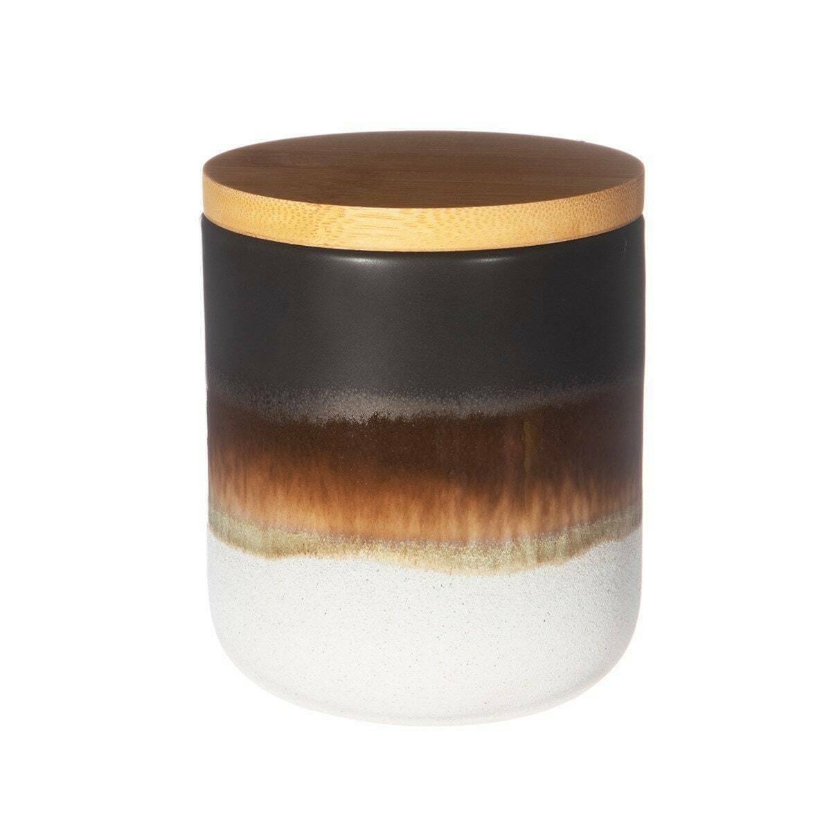 Ceramic Tea Coffee Sugar Biscuits Cookies Canister Storage Jars With Wooden Lids