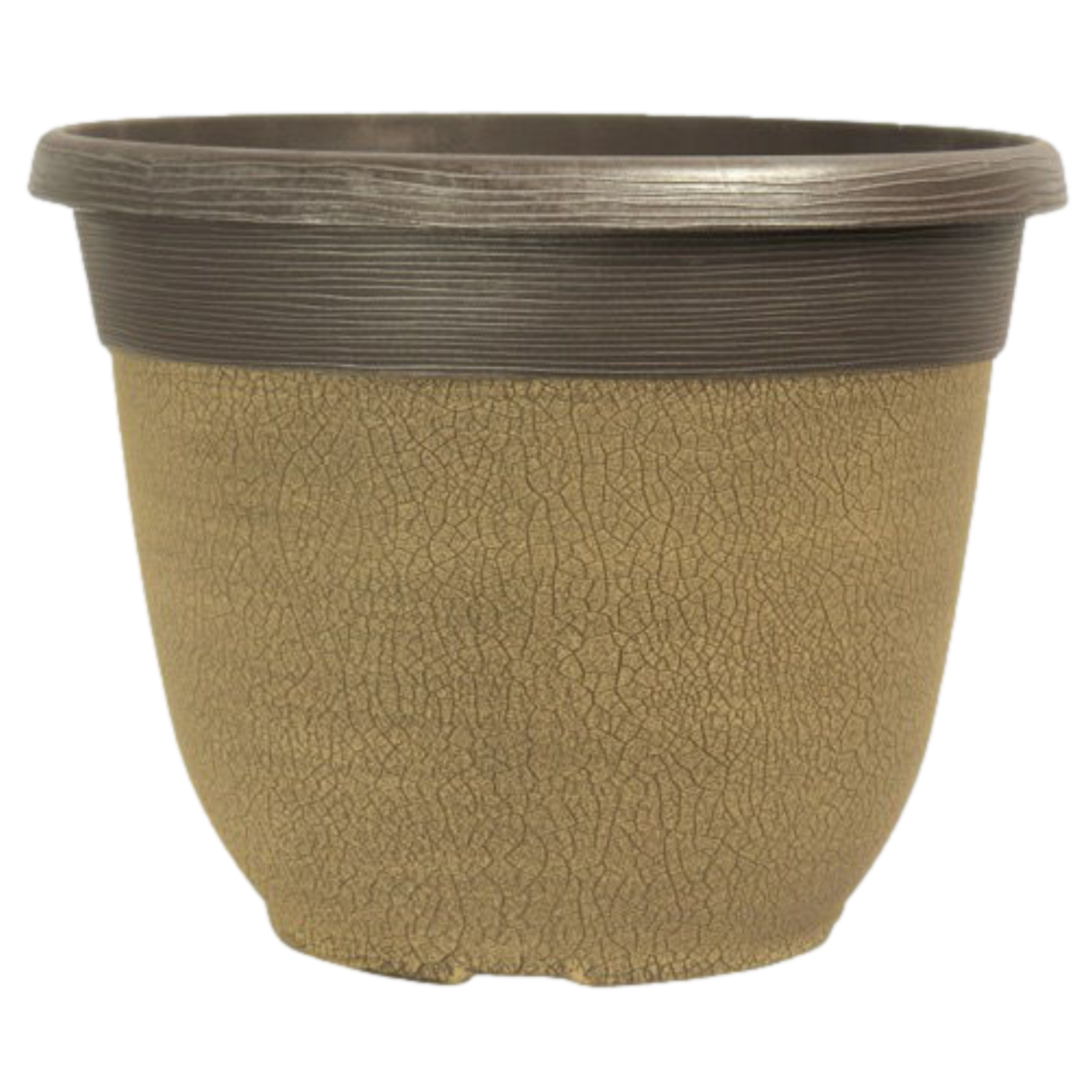 2Pc Plastic Grey Plant Pots 30cm Garden Outdoor 11L Crackle Planters Home Decor