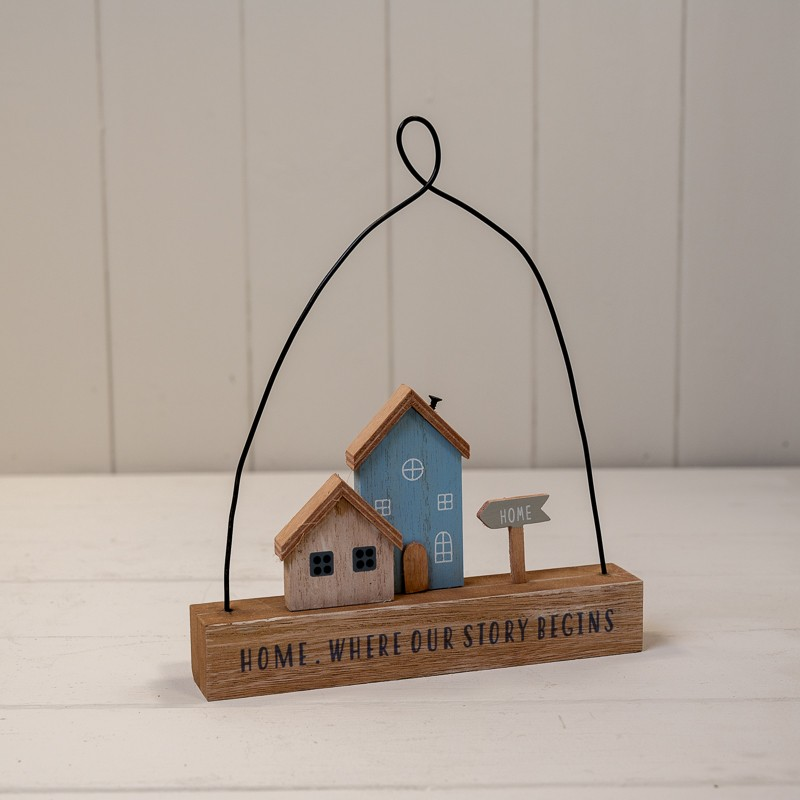 Wooden House Ornament Hanging Rustic Home Warming Plaque House Gift Decor Sign