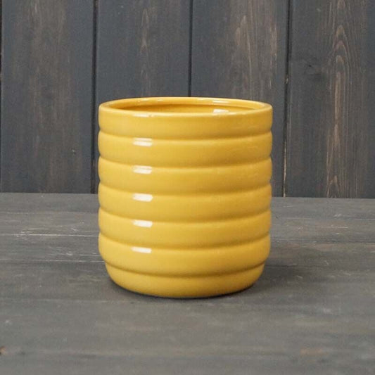 10cm Yellow Plant Pot Honey Bee Hive Design Planter Ceramic House Plant Pot