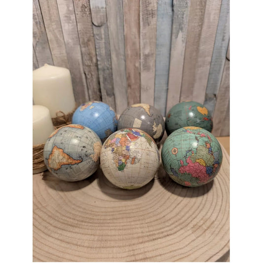 6Pc Cardboard World Map Globes Geography Educational Vintage Tabletop Ornament
