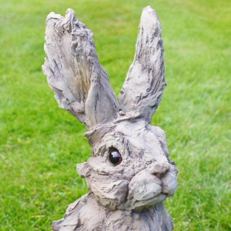 Resin Rabbit Wood Effect Hare Sculpture Home Garden Statue Outdoor Ornament Gift