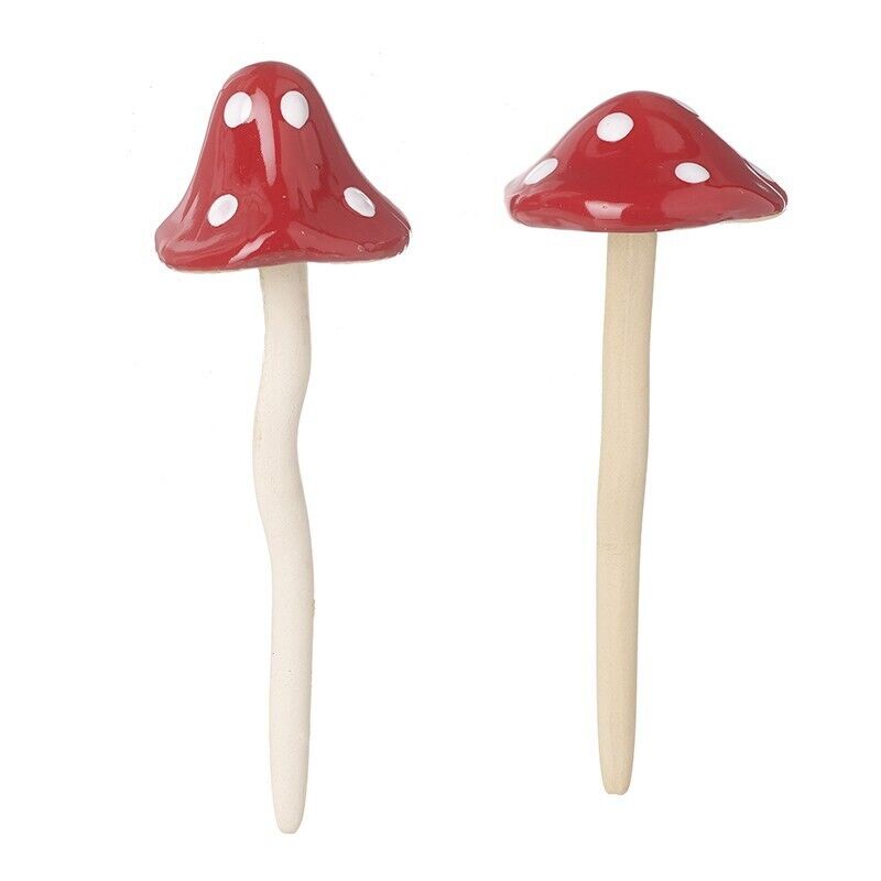 Porcelain Bobble Head Plant Stakes Fairy Mushrooms Garden Ornament 1Pc Random