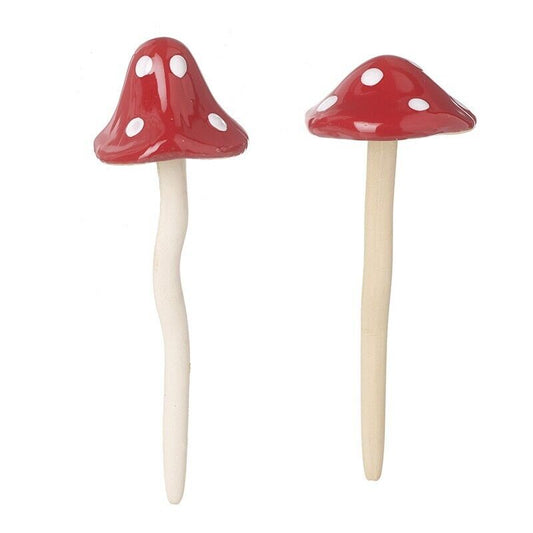 Porcelain Bobble Head Plant Stakes Fairy Mushrooms Garden Ornament 1Pc Random