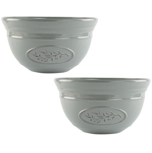 30cm Set of 2 Olive Grey Plant Pot Bowl Heavy Plastic Planter Bowl Trough Pots