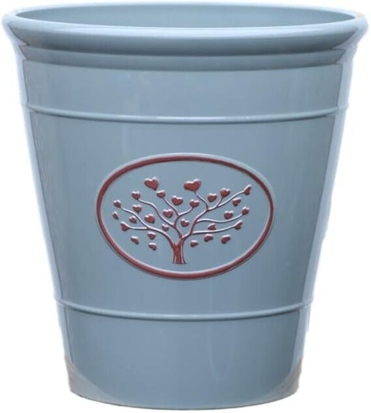 Plastic Olive Grey Planter 30cm Round Indoor Outdoor 14L Gloss Garden Plant Pot