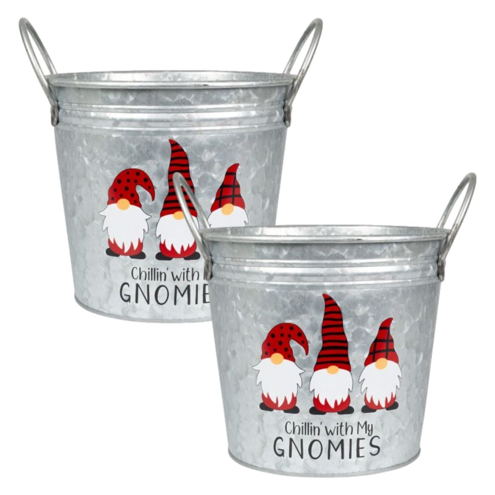 2Pc Merry Christmas Chillin With My Gnomies Gonk 18cm Plant Pot Handles Planter