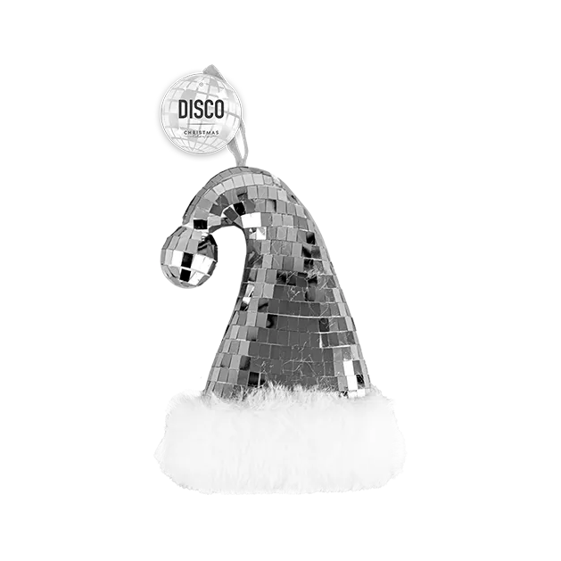 2Pc Disco Santa Hat Hanging Festive Sparkly Christmas Tree Ornament Bauble Xmas