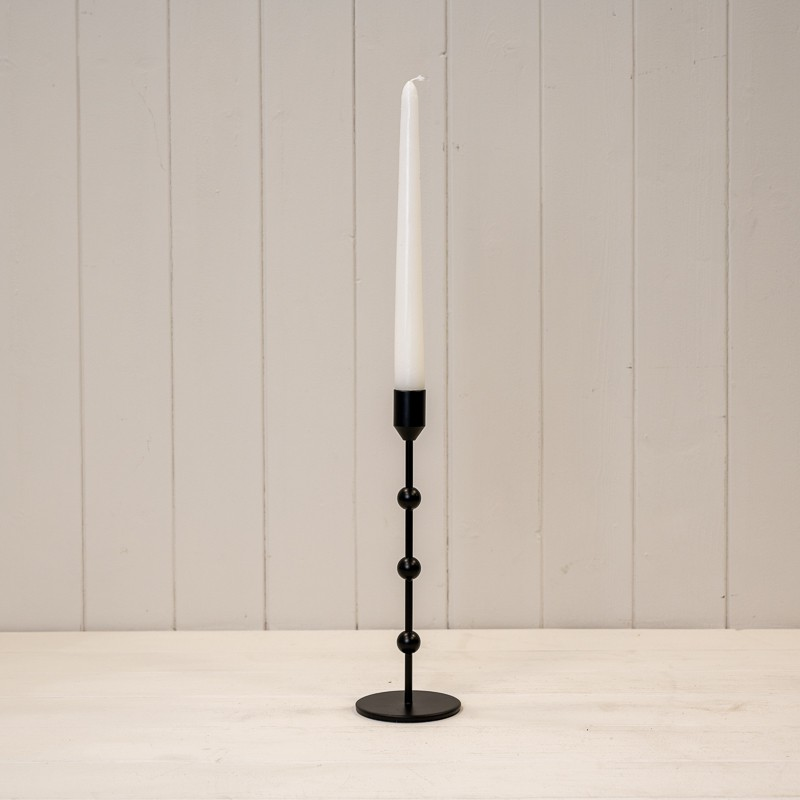 Black Metal Taper Candle Holders Tall Beaded Candlestick Stand Wedding Dining