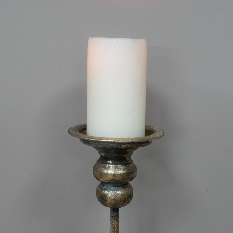Gold Metal Tall Candle Holder Antique 68cm High Vintage Floor Stand Brass Effect