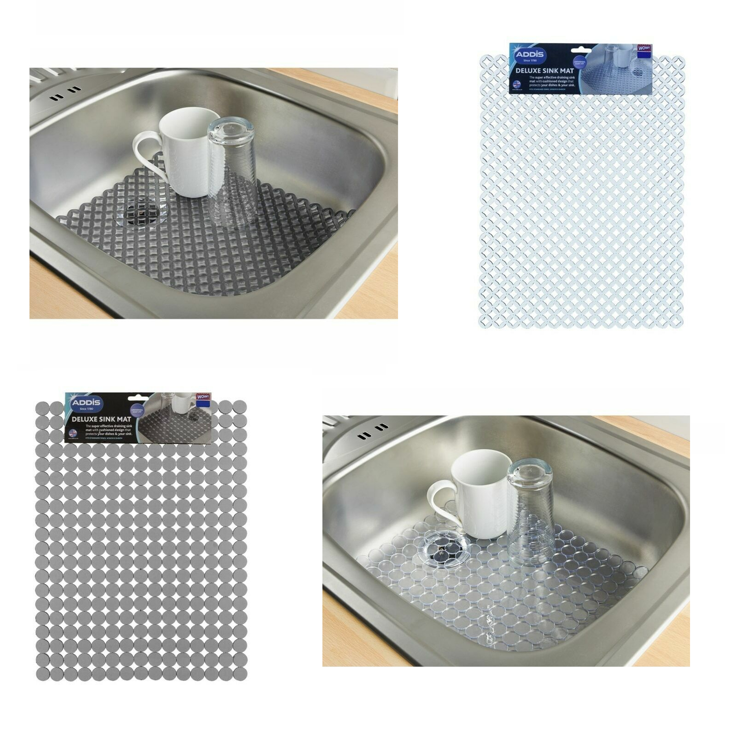 Grey Clear Anti Slip Kitchen Sink Scratch Protector Drainer Sink Mat 