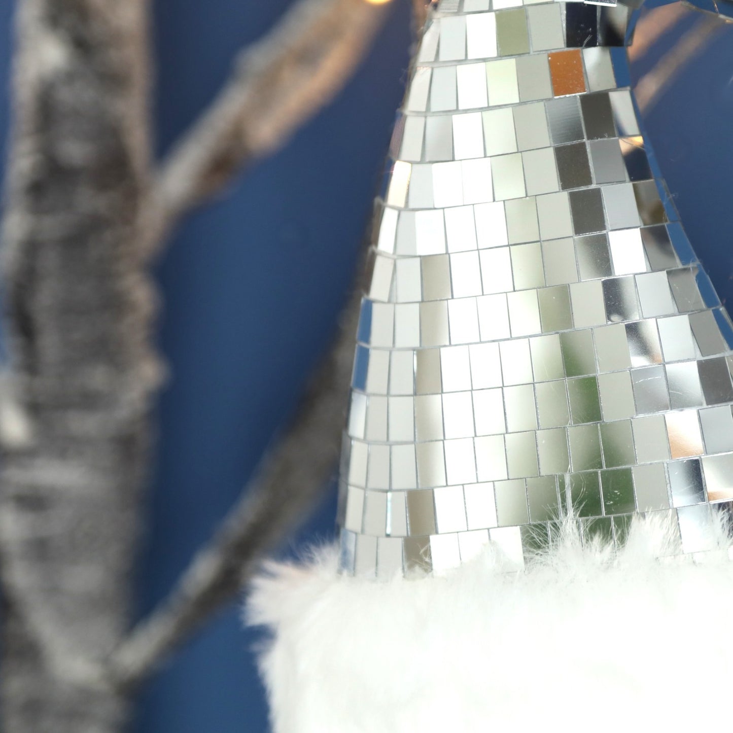 2Pc Disco Santa Hat Hanging Festive Sparkly Christmas Tree Ornament Bauble Xmas