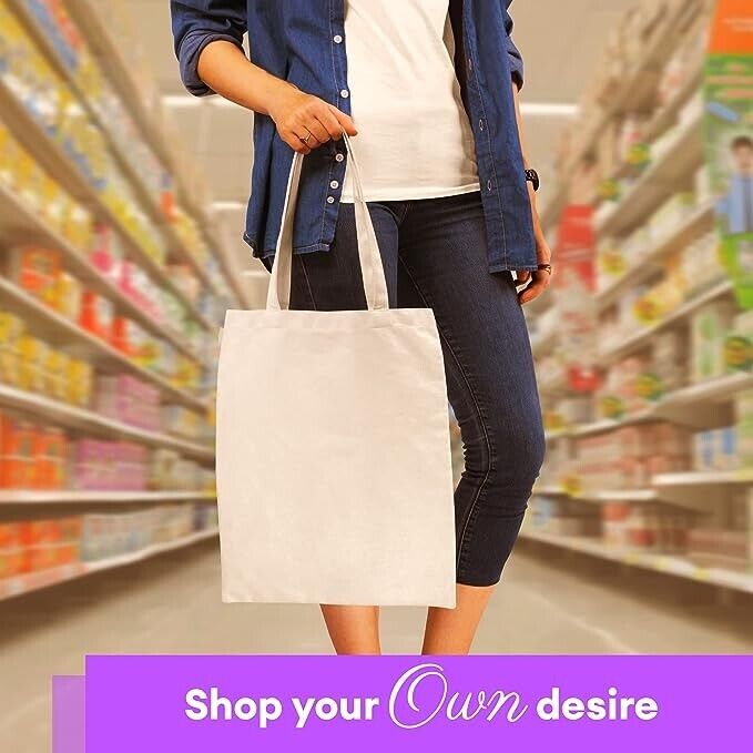 10 Bags Pure Cotton Tote Shopping Carrier Bag Eco Friendly Recycle Long Handle