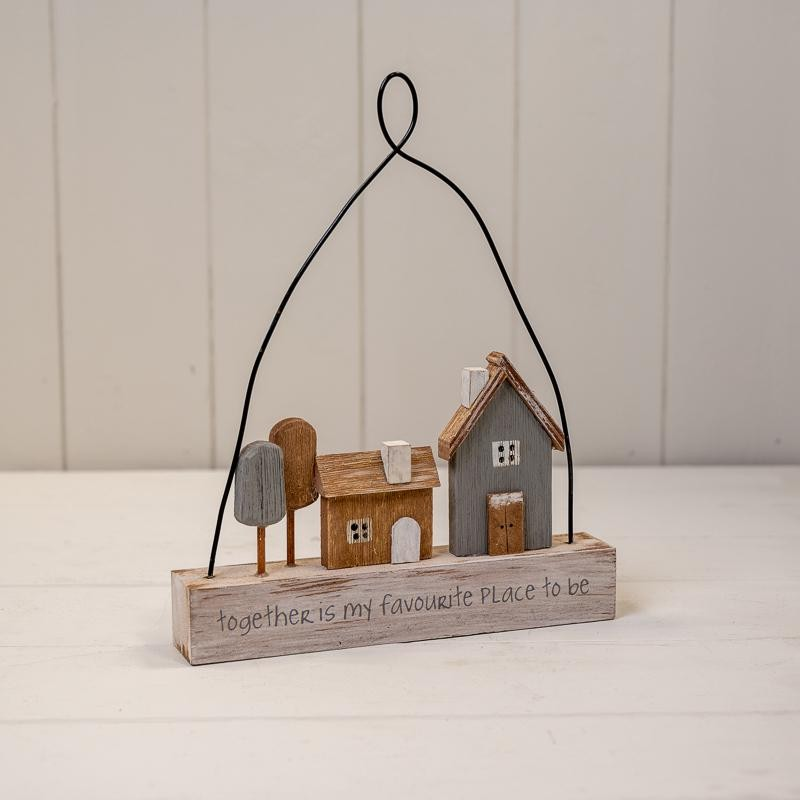 Wooden House Ornament Hanging Rustic Home Warming Plaque House Gift Decor Sign