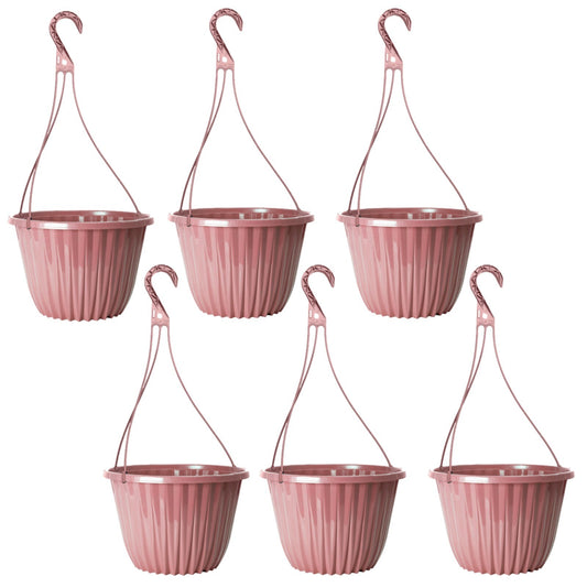 Plastic Pink Hanging Basket 27cm Plant Pot 7L Home Garden Hook Planter Glossy