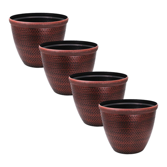4Pc Plastic Cromarty Planter 30cm Antique Copper Pot 10L Garden Decor Plant Pot