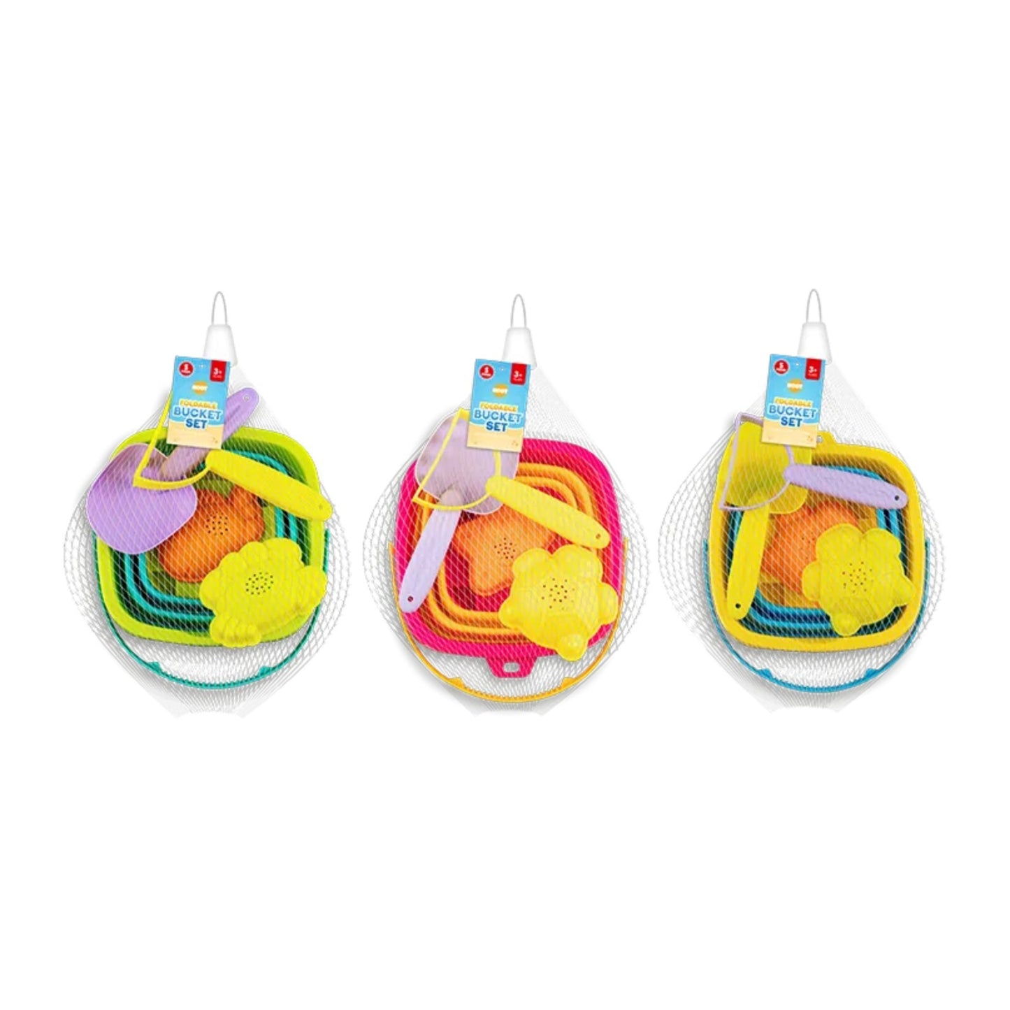 Sand Beach Foldable Bucket 5Pc Tools Set Plastic Garden Toys Kid Outdoor Toy Set
