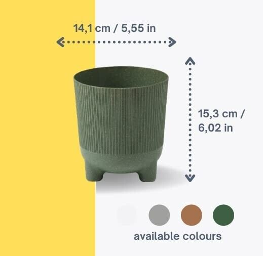 16 cm Eco Recycled Wood Plastic Green Round Indoor Planter Cover With Feet