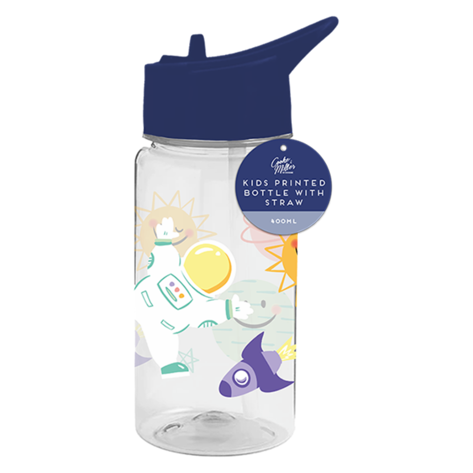 2Pc Space Printed 400ml Water Bottle & Lunch Bag Zip Handle Girls Kids School
