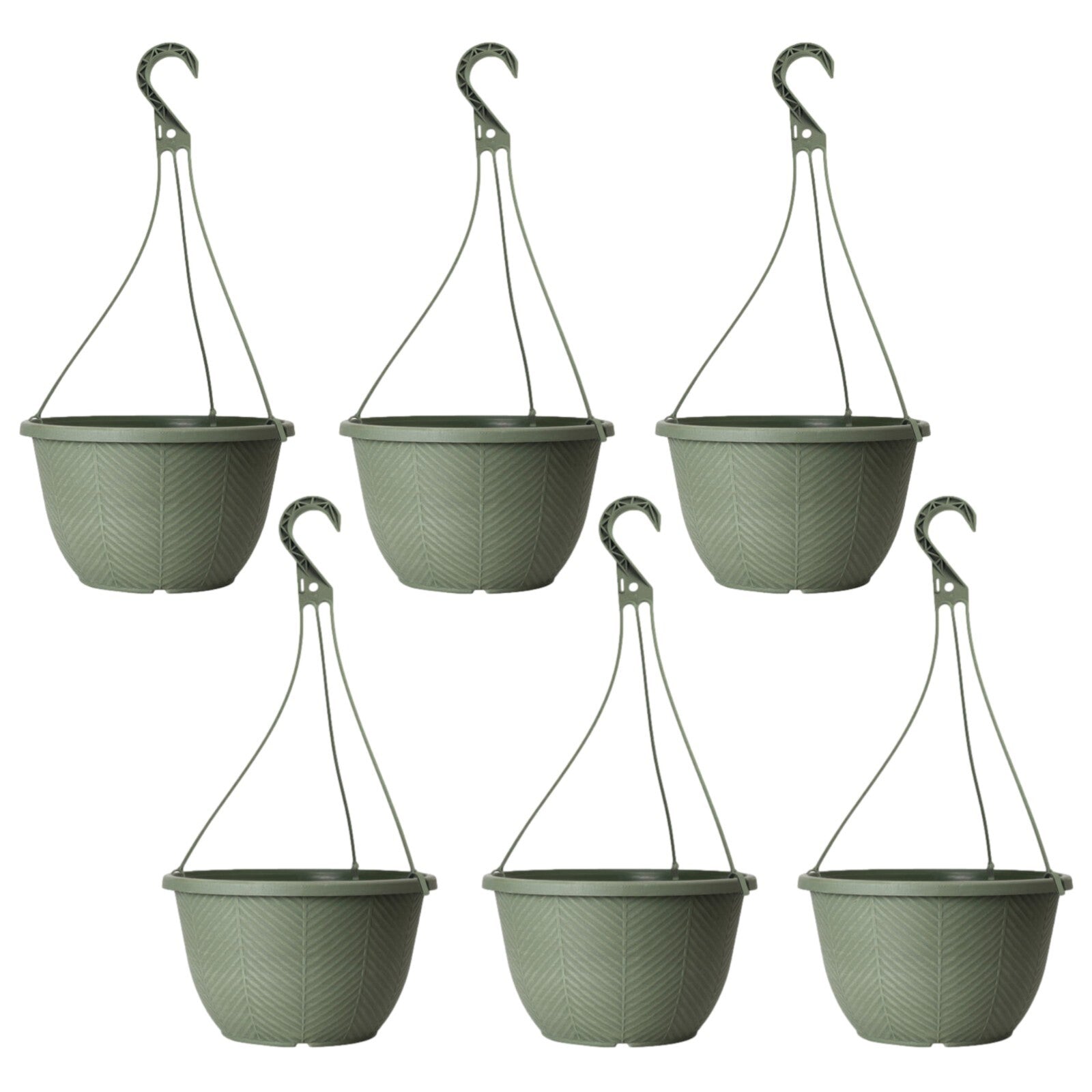 Round Plastic Green Hanging Basket 30cm Plant Pot 8L Home Garden Hook Planter