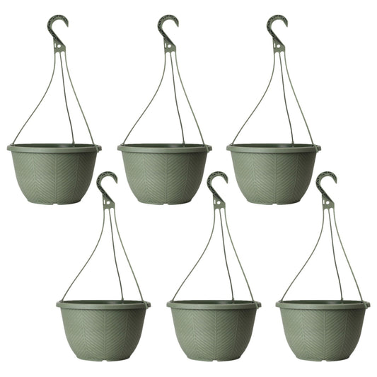 Round Plastic Green Hanging Basket 30cm Plant Pot 8L Home Garden Hook Planter