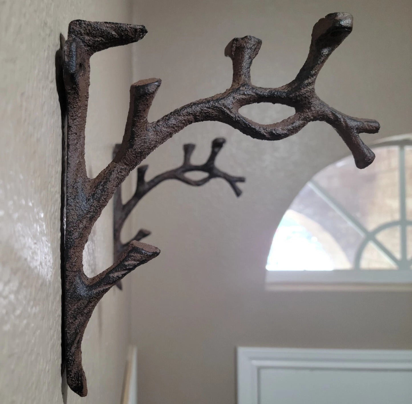 2Pc Cast Iron Tree Branch with Hook Shelf Bracket Wall Supports Floating Shelves