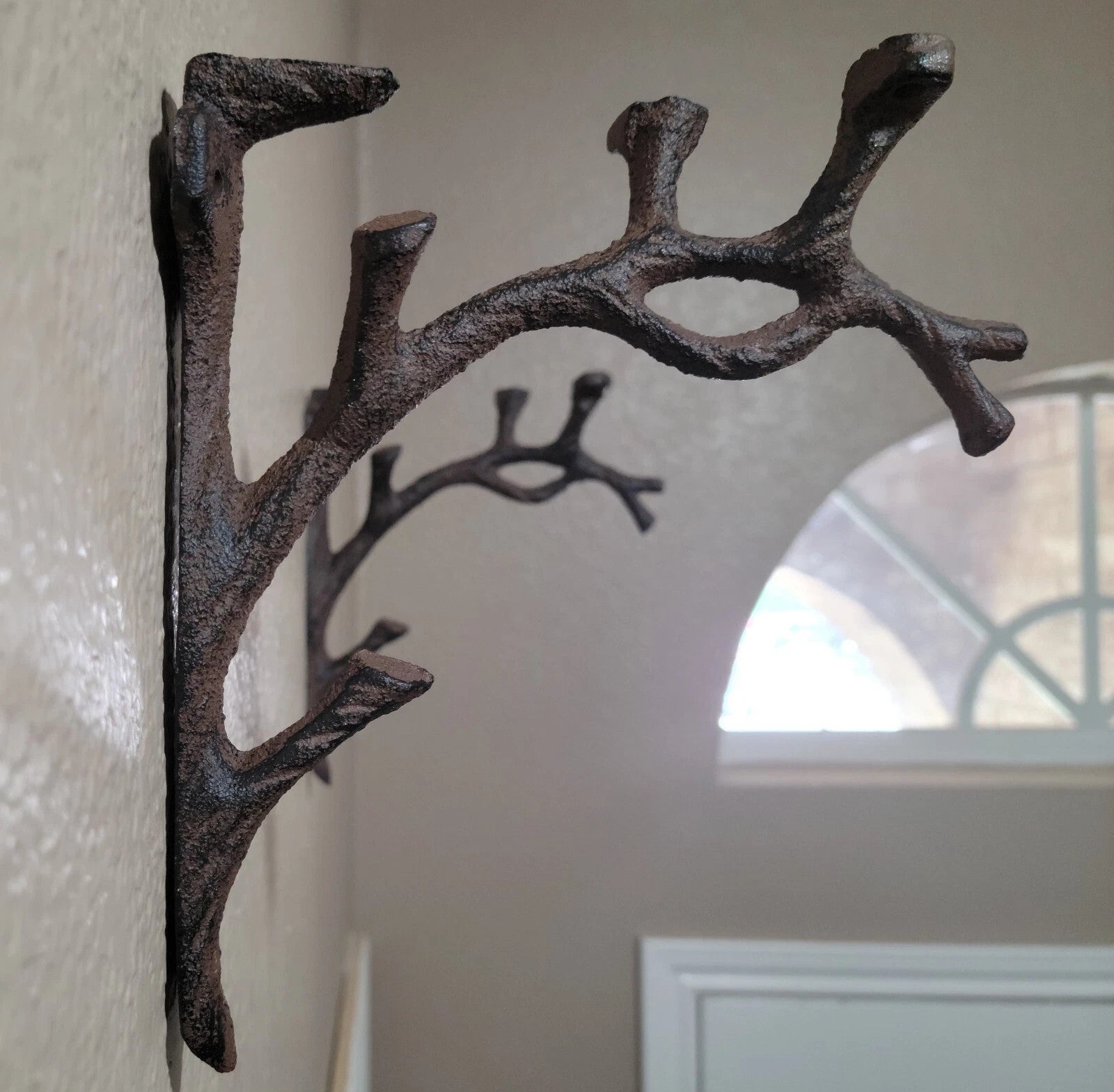 2Pc Cast Iron Tree Branch with Hook Shelf Bracket Wall Supports Floating Shelves