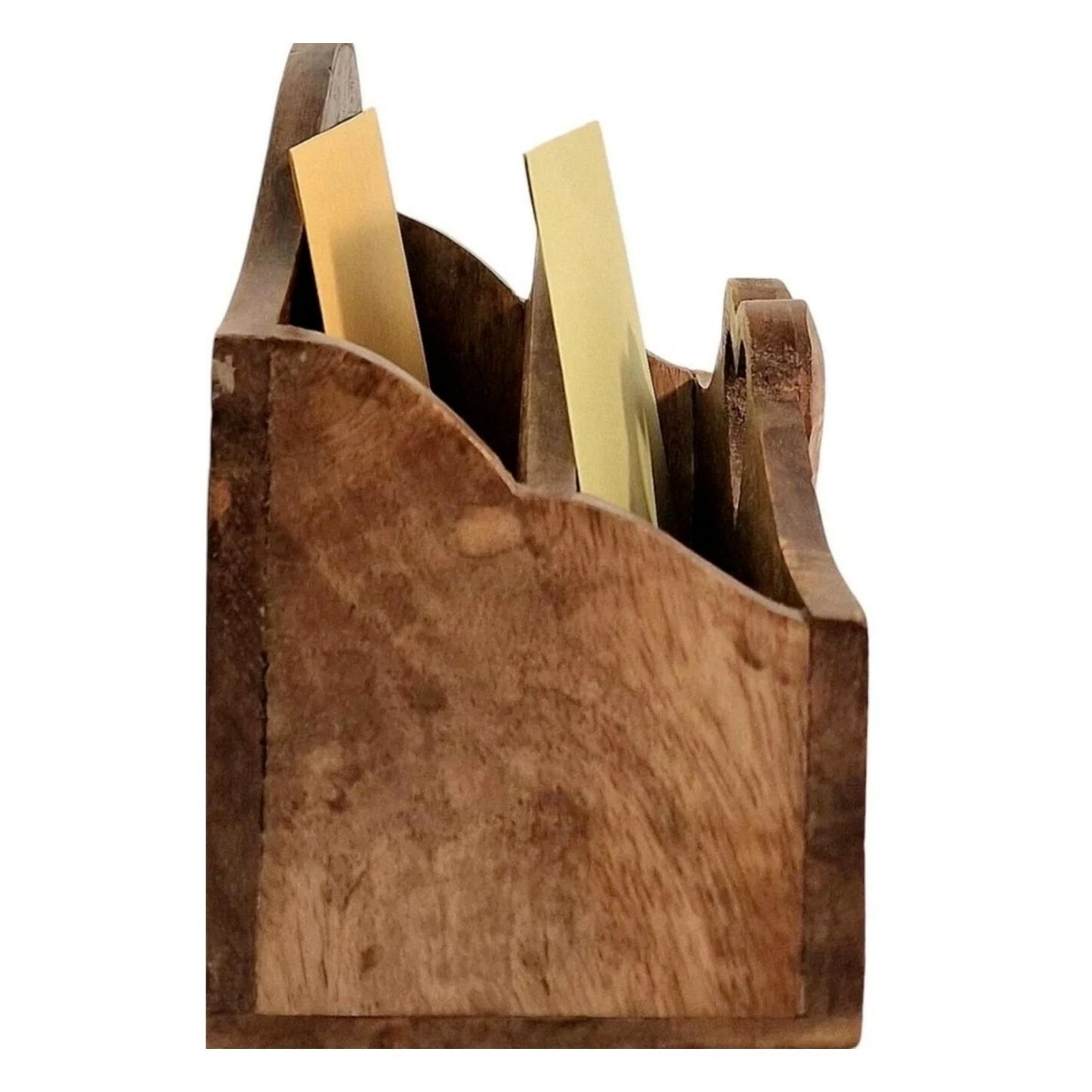 Mango Wood Letter Rack with Heart Design Rustic Mail Organizer Valentine Home