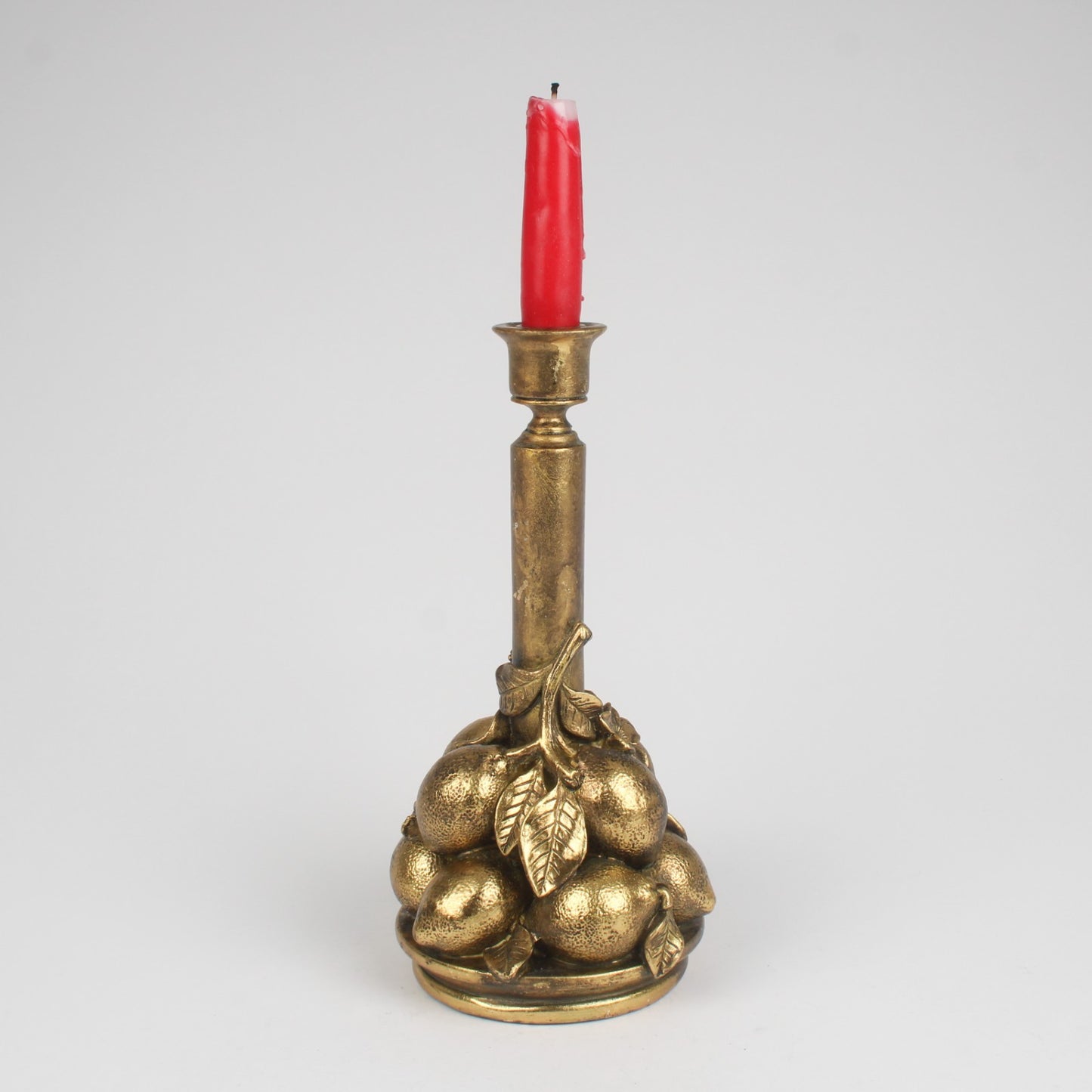 Resin Antique Gold Lemons Candlestick Taper/Dinner Candle Holder Table Decor