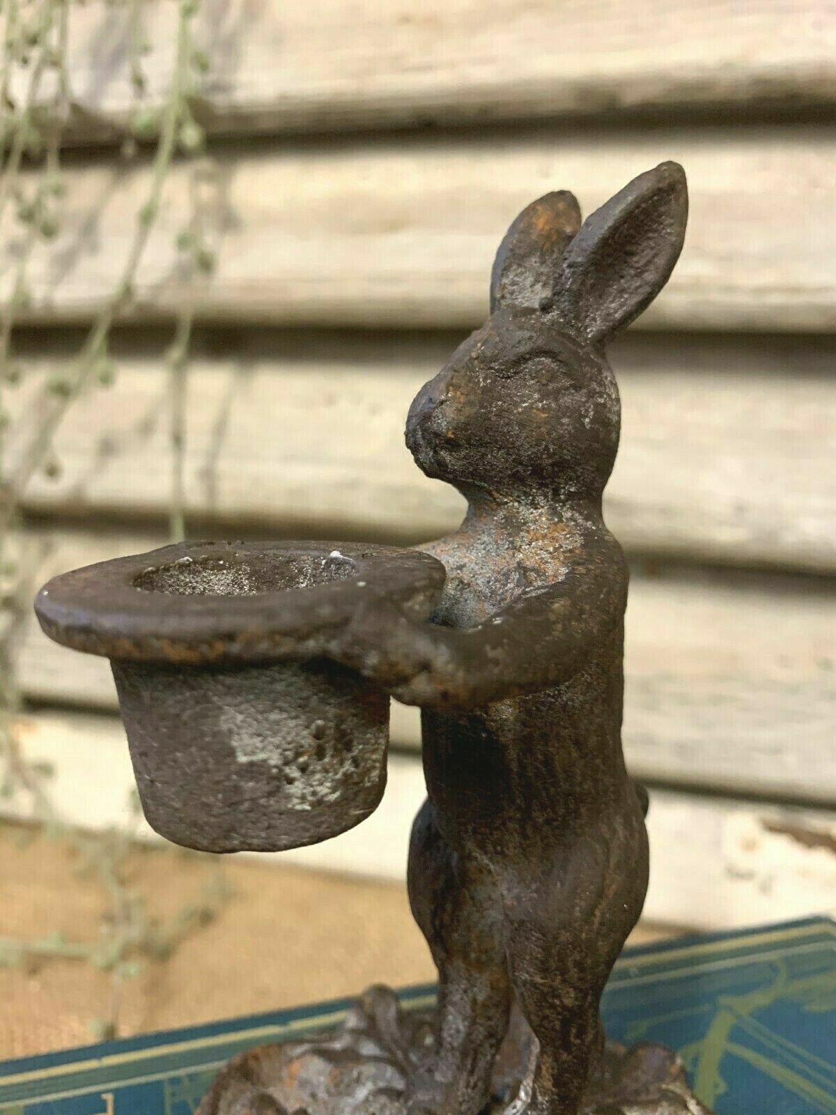 4Pc Antique French Style Rabbit Hare Candlestick Candle Holder Xmas Dinner Table