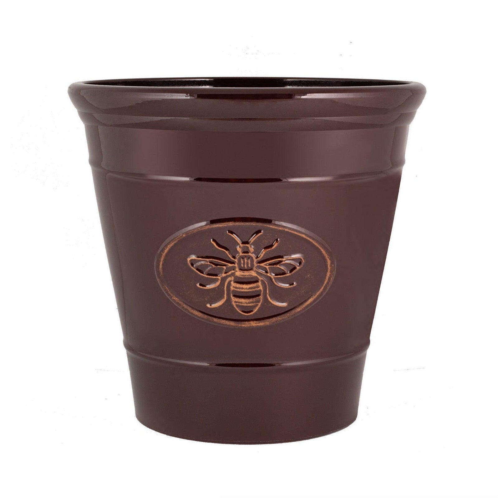 2Pc Plastic Plant Pot Bee Embossed 30cm Flower Pot 14L Glossy Garden Planter