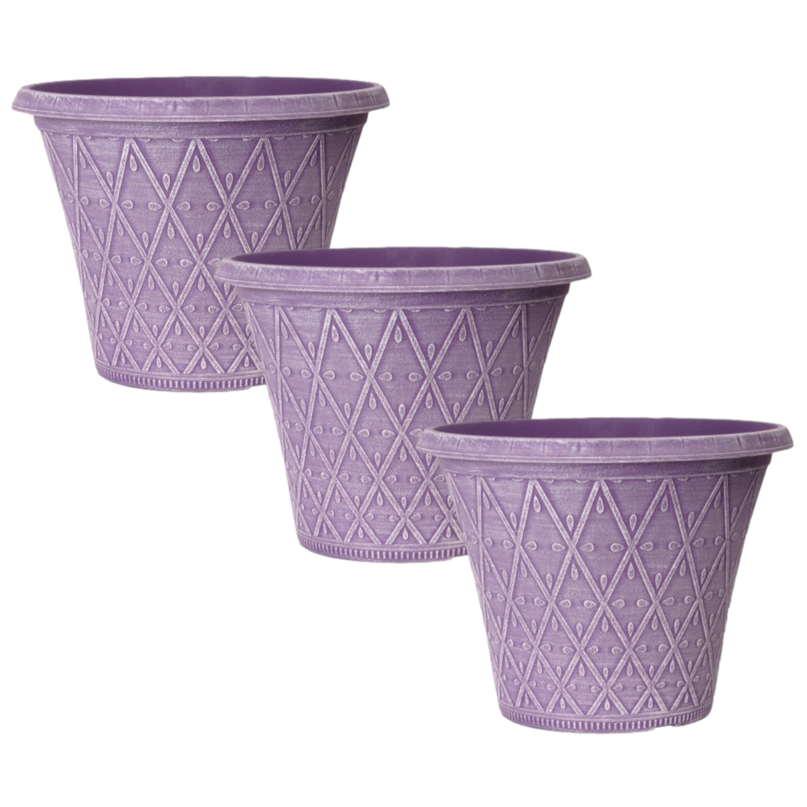 Set of 3 Round 30cm Garden Plant Pot Raisin Outdoor Planter Decorative Cover