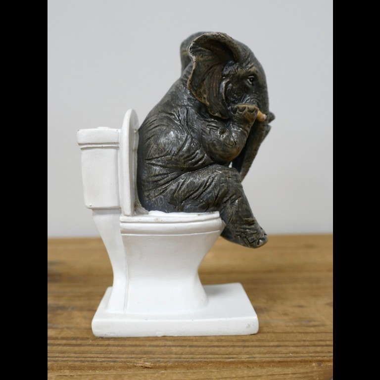 Resin Elephant on the Loo Bull Decorative Sculpture Ornament Statue Funny Gift
