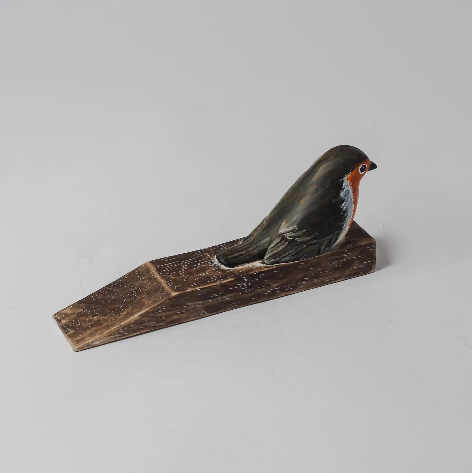 Wooden Robin Door Stopper Hand Carved Bird Door Wedge Rustic Heavy Door Holder