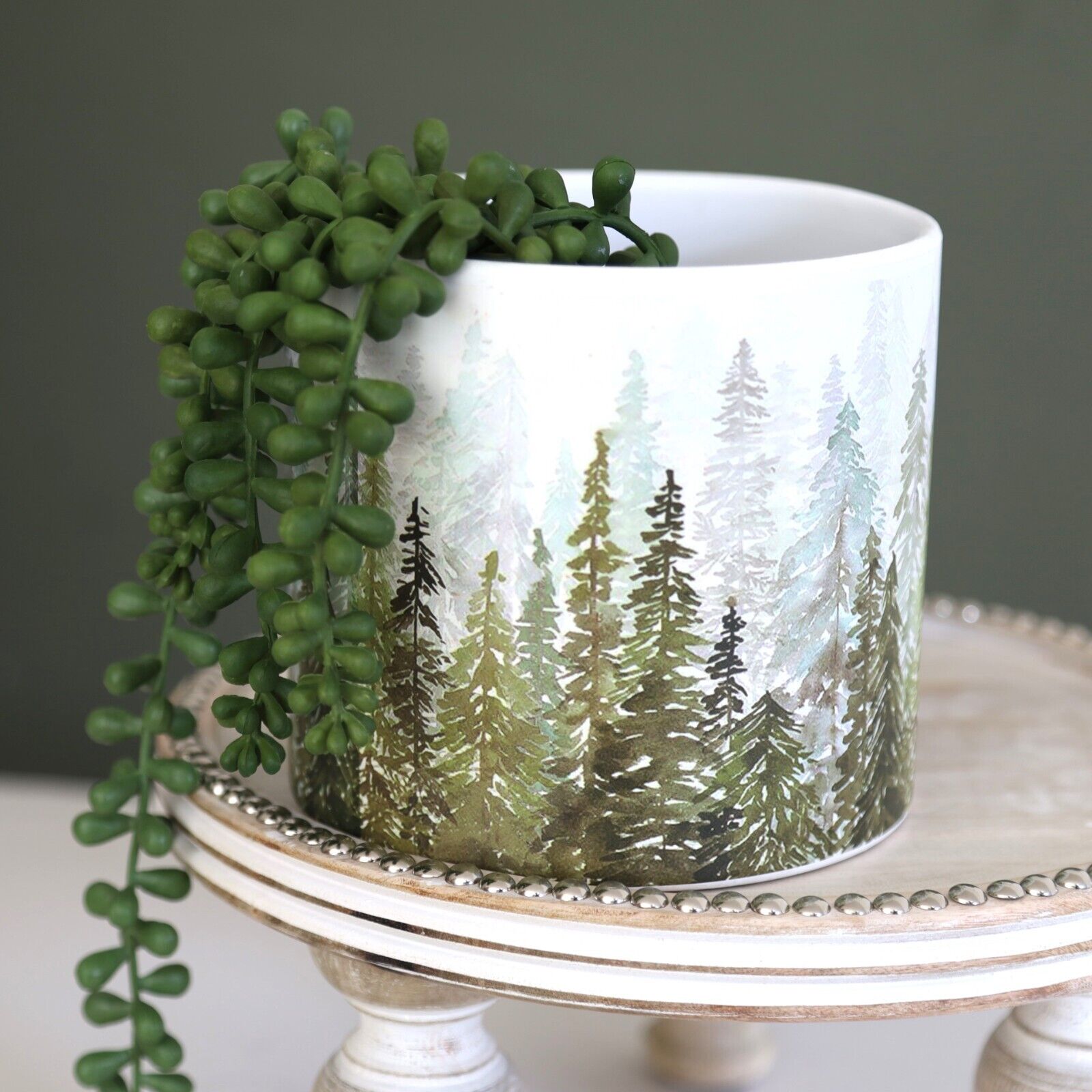 13.5cm Mountain Scape Jungle Ceramic Indoor Plant Pot Holder Herb Cover Planter