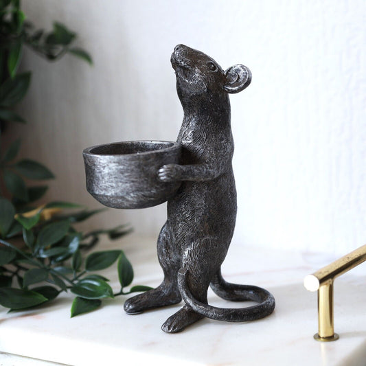 Resin Bronze Mouse Tealight Holder Mice Candle Holder Shelf Sitter Ornament Gift
