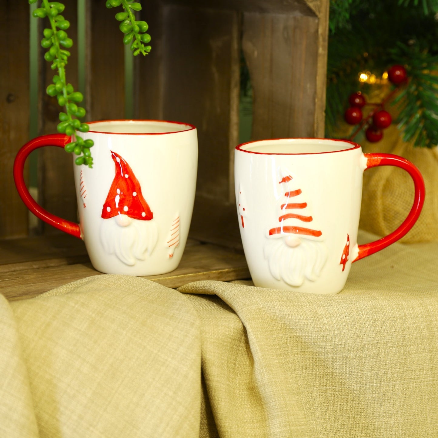 Ceramic Gonk Mug Red and White Christmas Coffee Tea Cup Novelty Xmas Festive