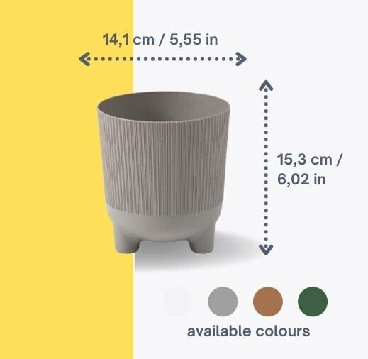 18 cm Eco Recycled Wood Plastic Grey Round Indoor Planter Cover With Feet