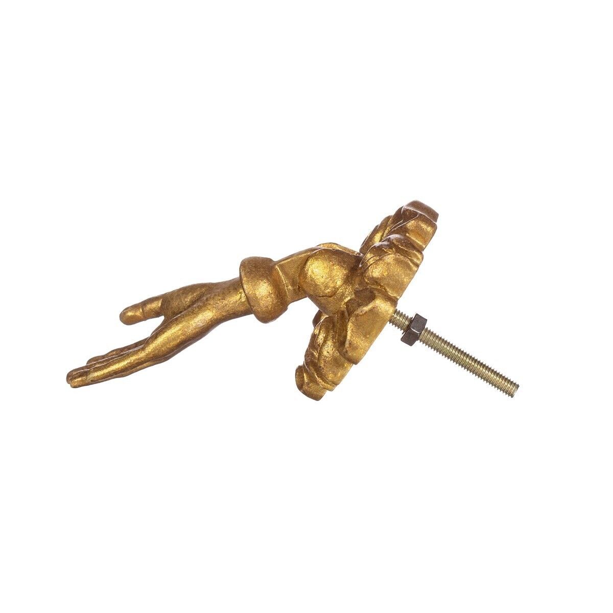 Set of 2 Gold Metal Drawer Door Pulls Cabinets Knobs Pendant Handles Vintage