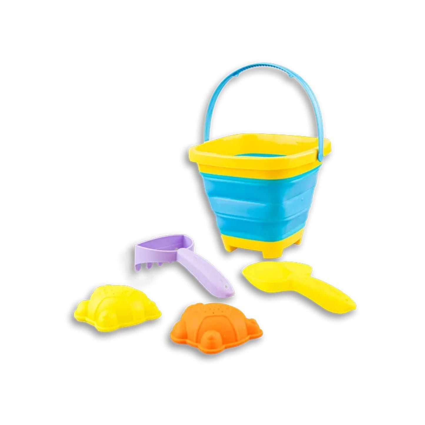 Sand Beach Foldable Bucket 5Pc Tools Set Plastic Garden Toys Kid Outdoor Toy Set