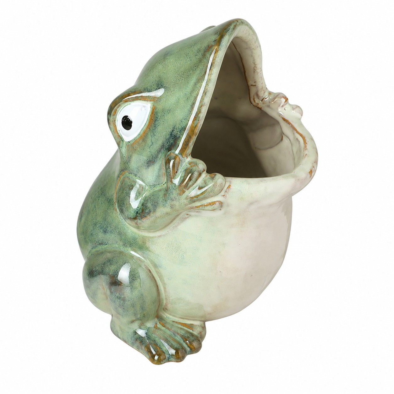 Green Porcelain Frog Planter 18cm Animal Plant Pot Indoor Flower Pot Cachepot