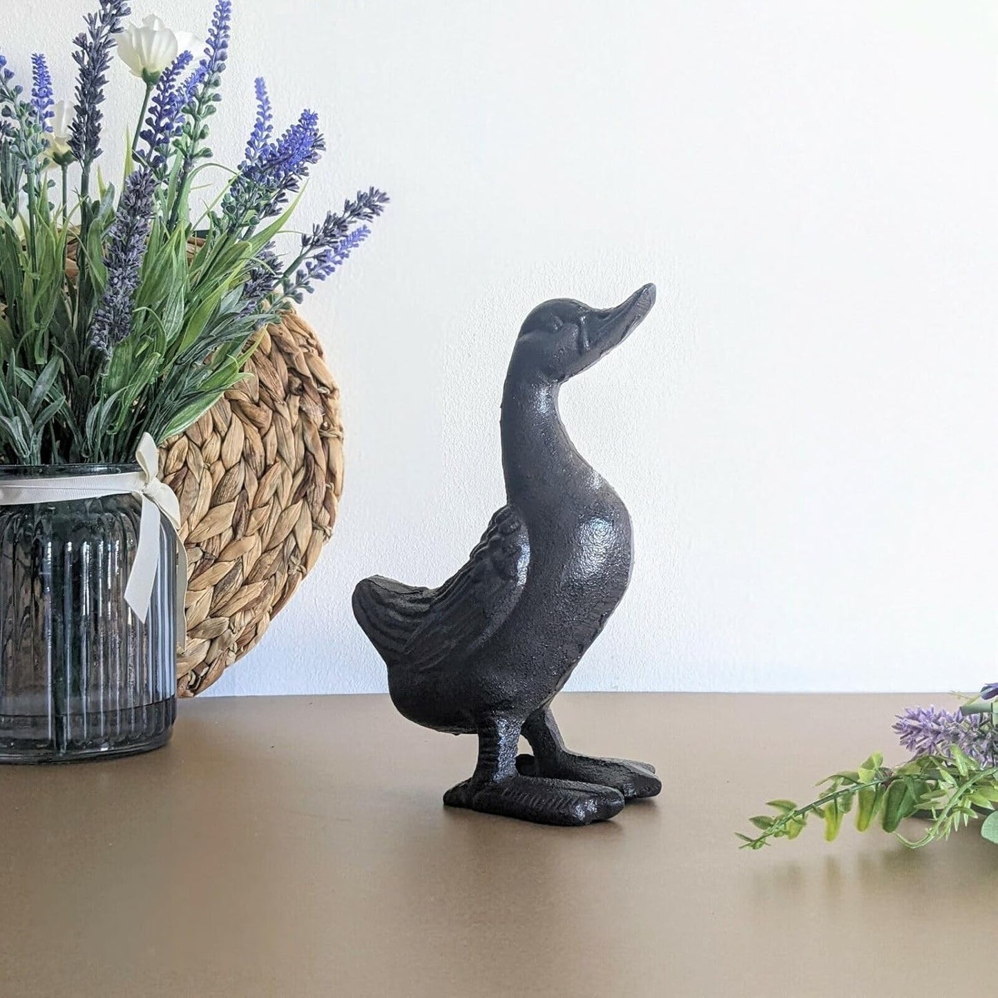 Cast Iron Duck Garden Ornament Rustic Bird Statue Farmhouse Patio Pond Wildlife
