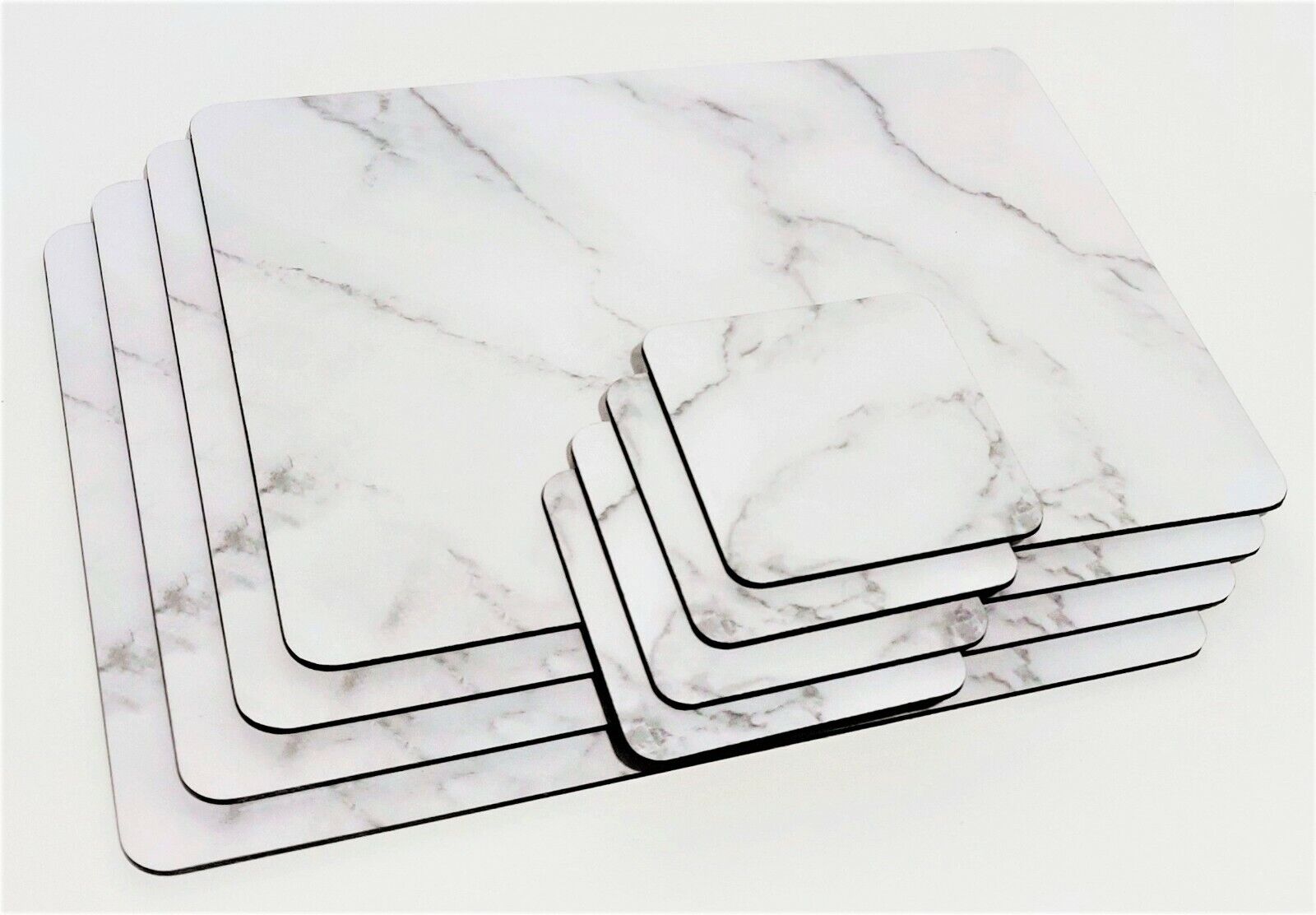Set of 4 Marble Effect Geometric Table Placemats Coasters Dining Cork Mats 