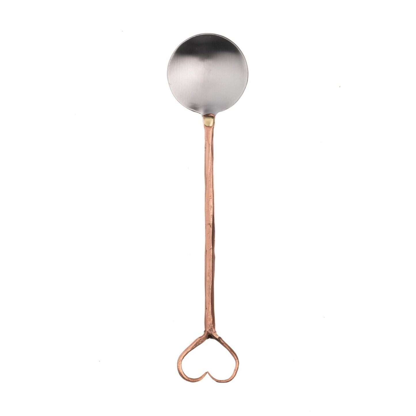Small Heart Spoon in Brushed Stainless Steel & Copper Love Tea Spoon Gift