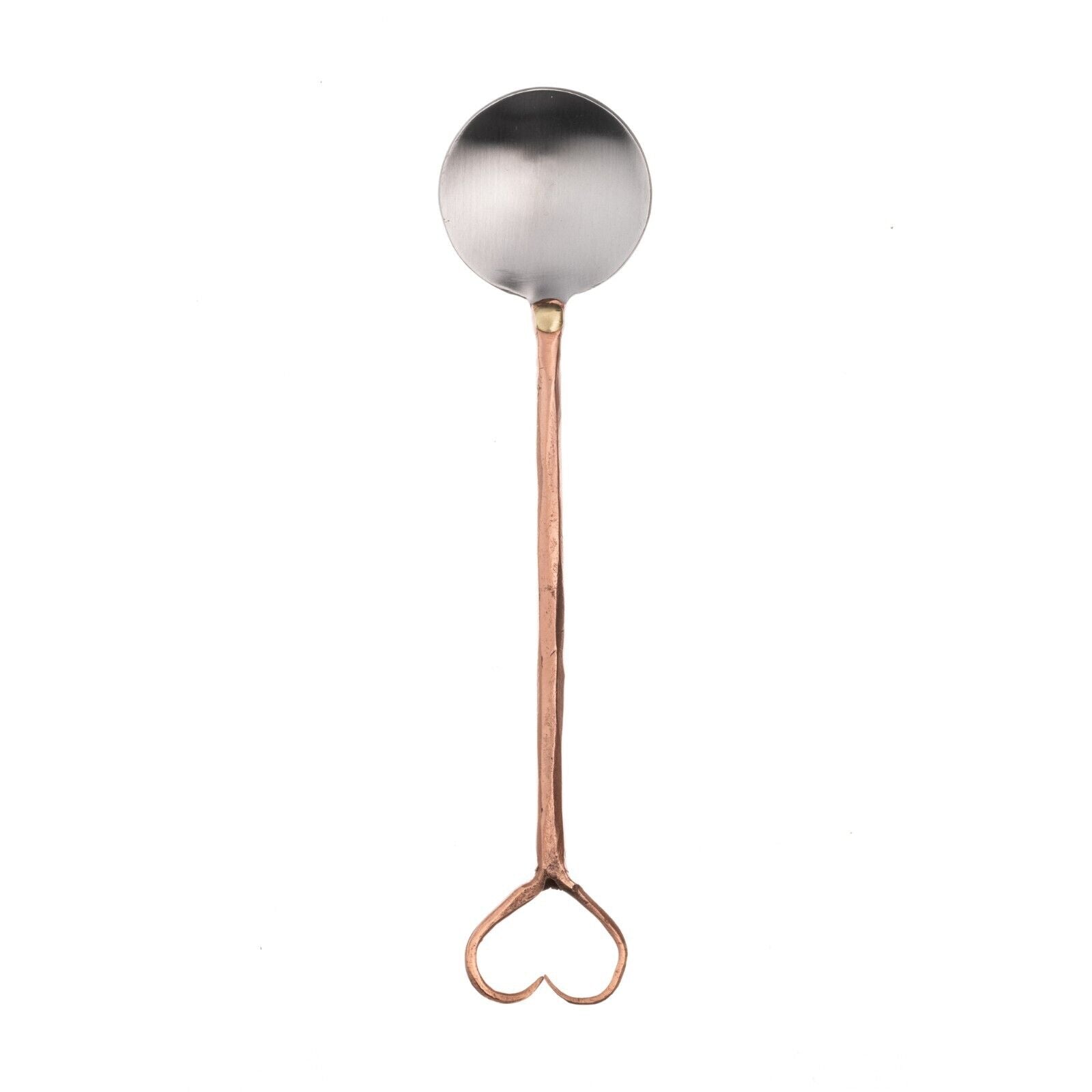 Small Heart Spoon in Brushed Stainless Steel & Copper Love Tea Spoon Gift
